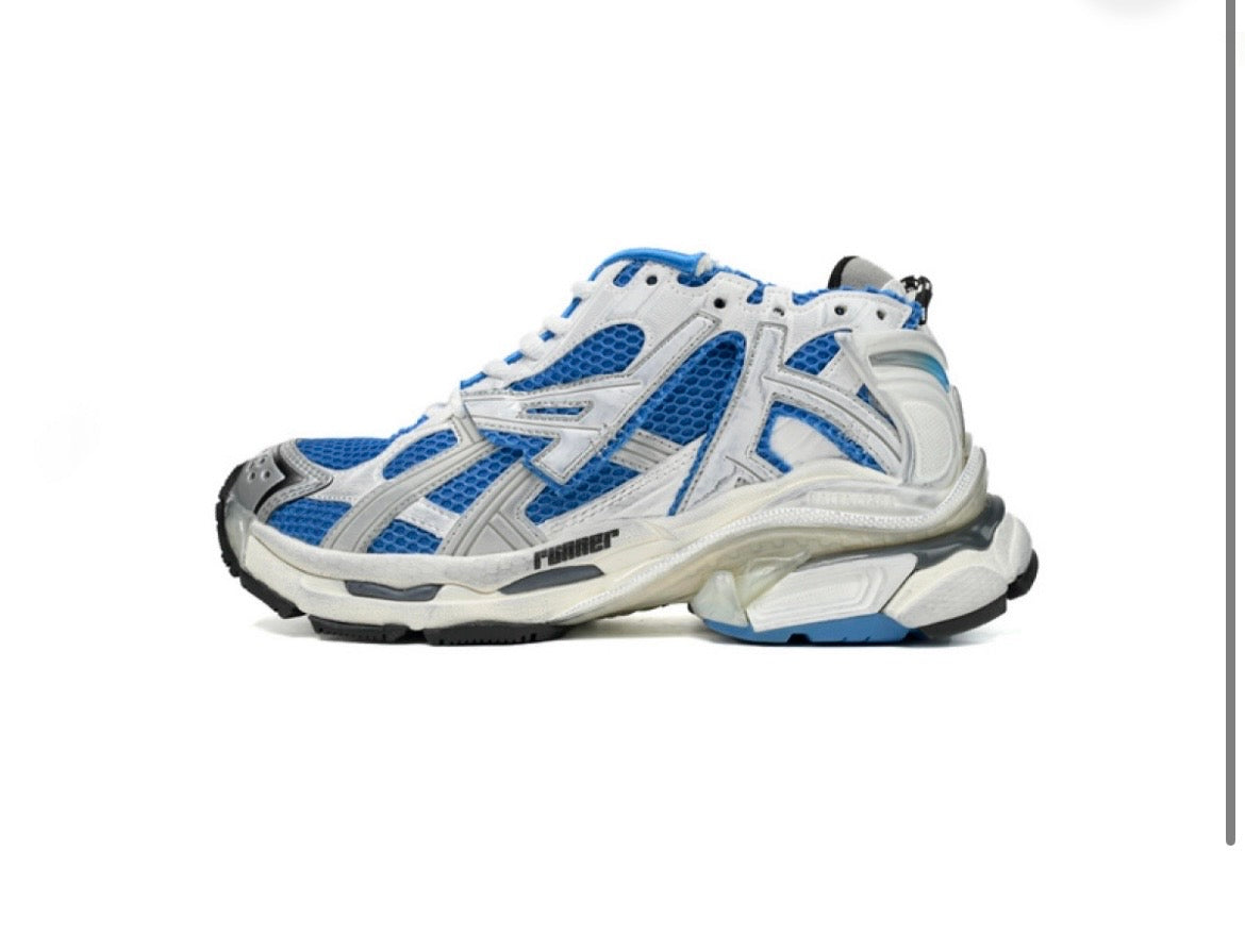 Blue and White Balenciaga Runners