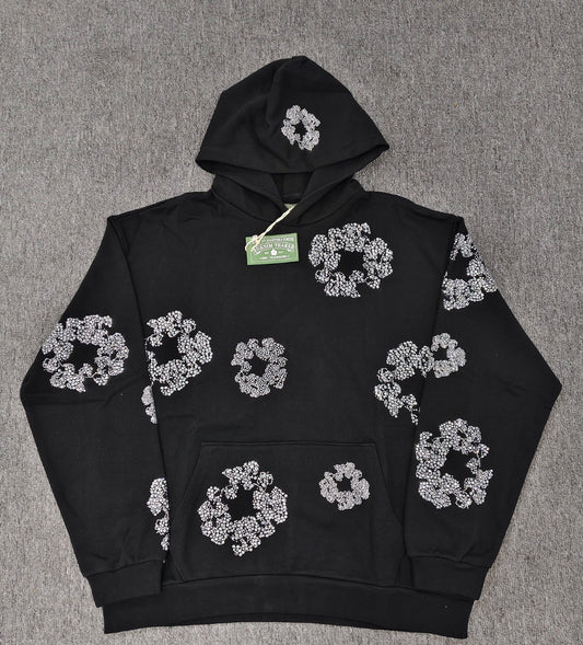 Rhinestone denim tears hoodie