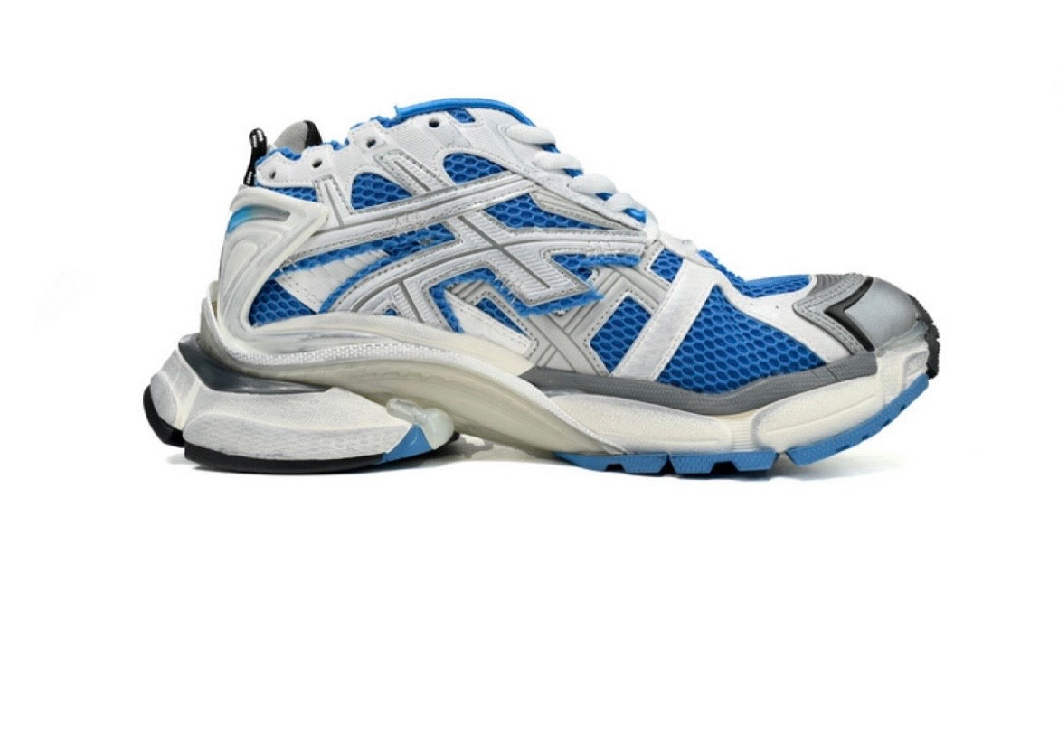 Blue and White Balenciaga Runners